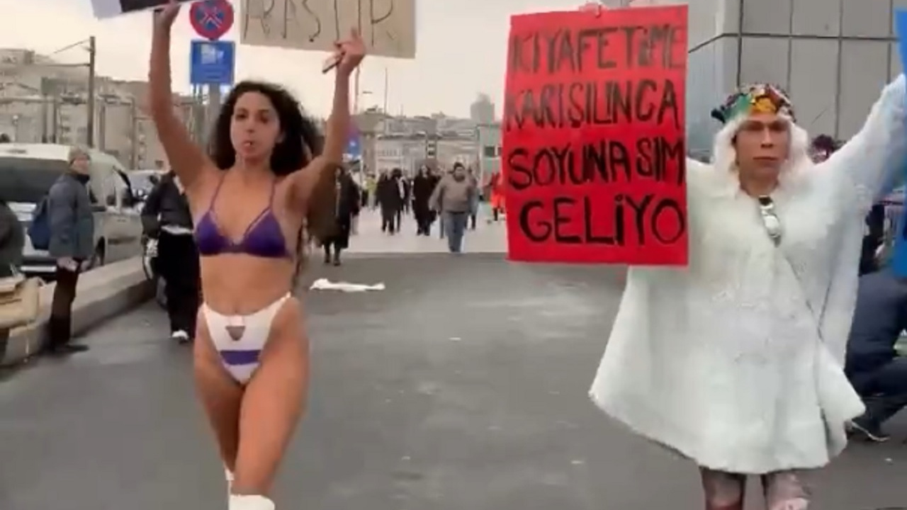 Melisa Aydınalp bu kez tangasıyla eylemde